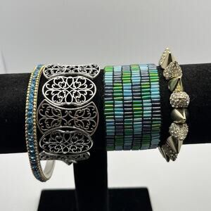 Y2k blue silver bracelet bundle